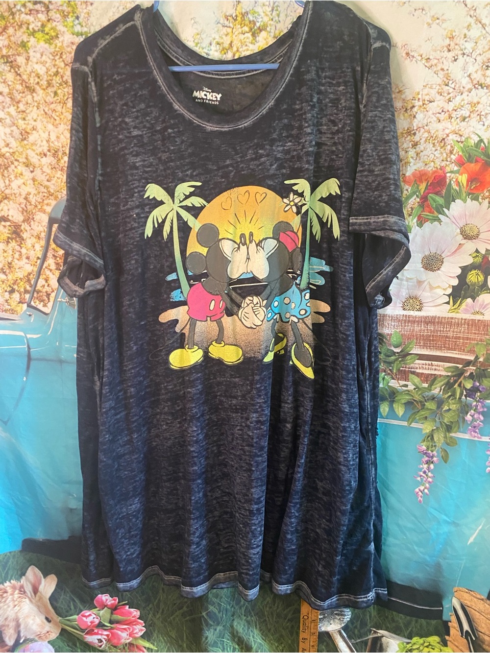 Disney Black Short Sleeve Mickey & Minnie Sunset Graphic Tee